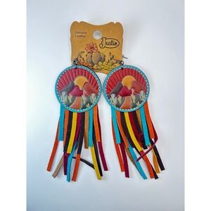 Justin Genuine Leather Southwestern Desert Sunset Fringe Drop Earrings